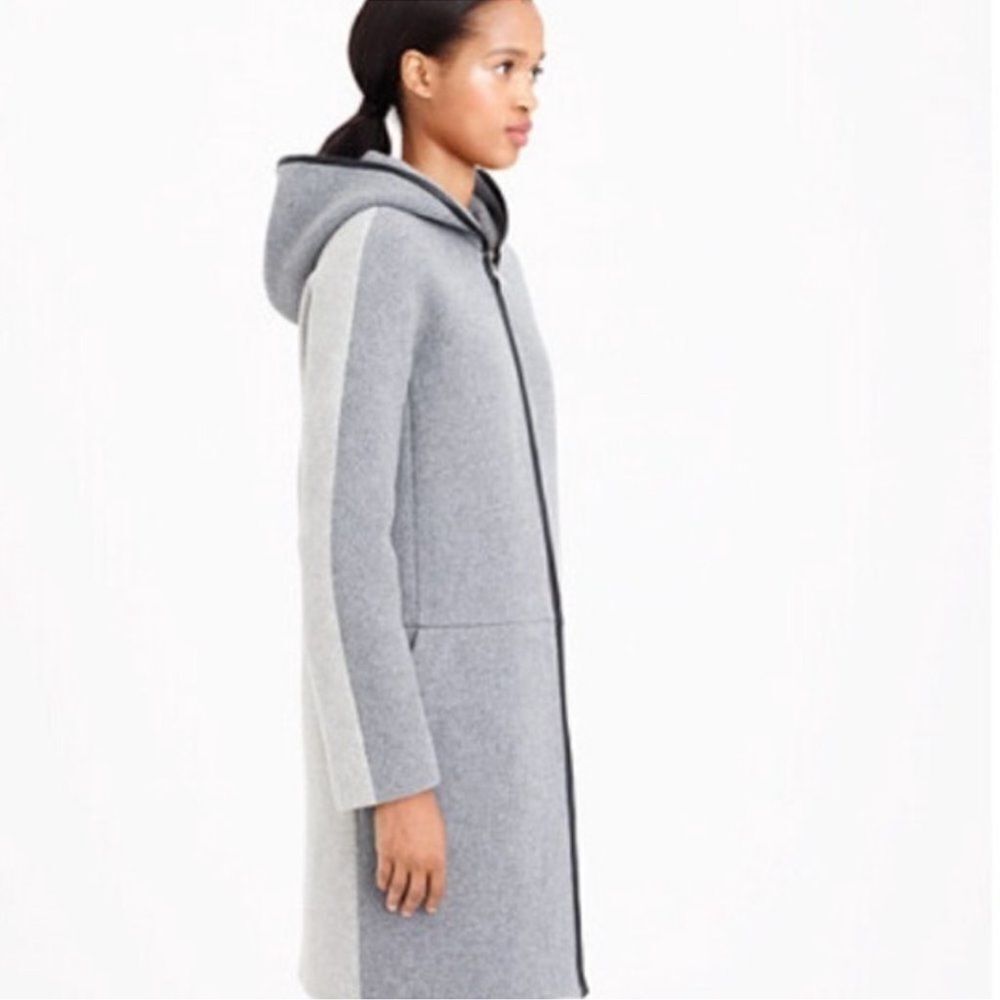 J. Crew Stadium Hooded Wool Coat Nello Gori Gray Size XL - Picture 2 of 14